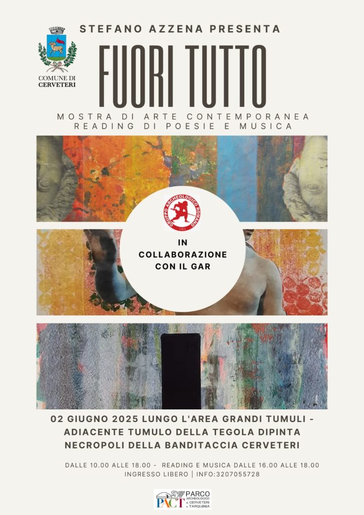 Cerveteri, domani 2 giugno, si svolgerà all’interno del Parco Archeologico una mostra del pittore Stefano Azzena