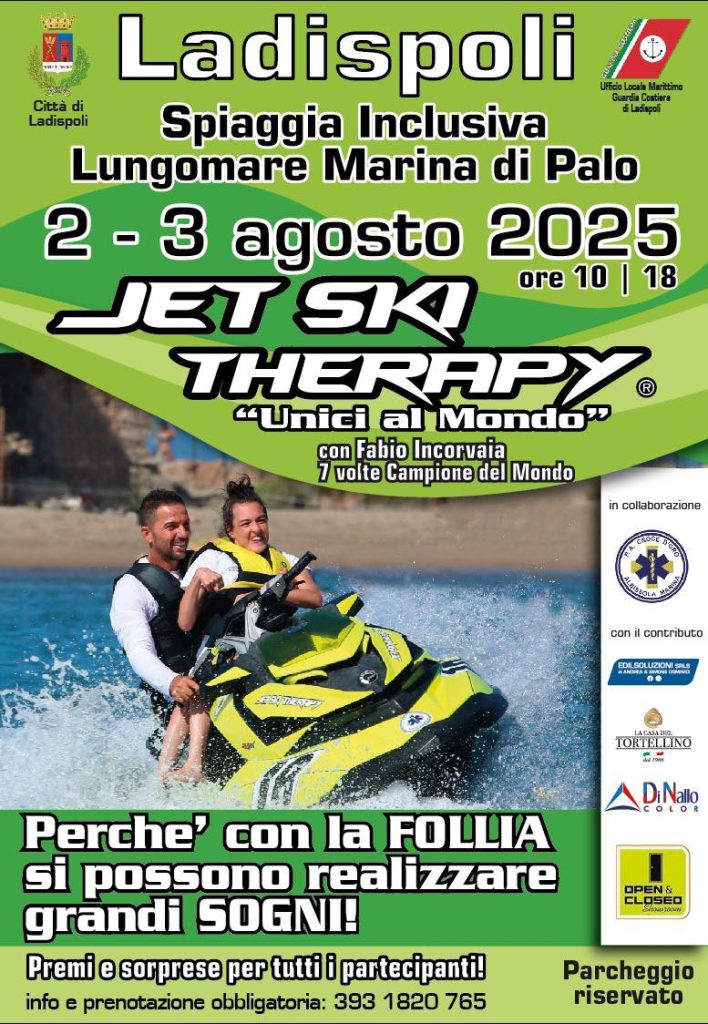 JetSki Therapy torna a Ladispoli. Due giorni di sport e inclusione in mare con il pluricampione Fabio Incorvaia