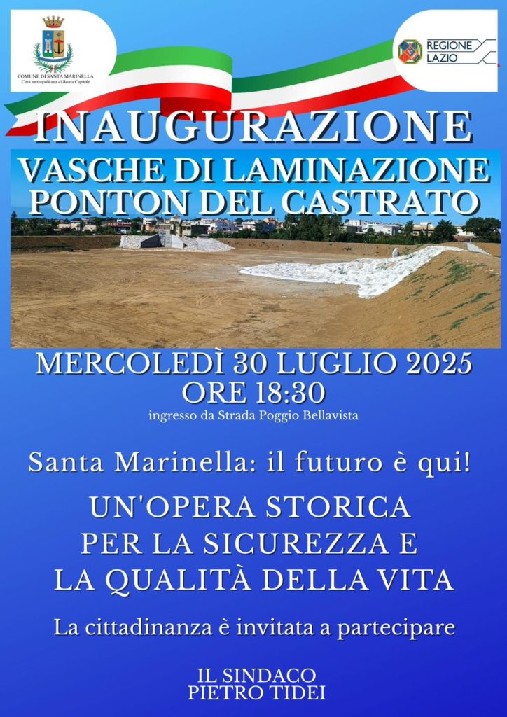 Inaugurazione della vasca di laminazione Ponton del Castrato a Santa Marinella