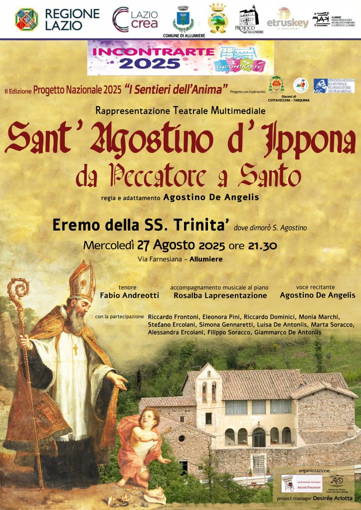 Allumiere, all'eremo della SS. Trinità un evento dedicato a S. Agostino d’Ippona per la regia di Agostino De Angelis
