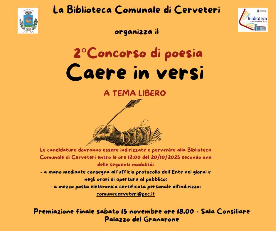 Cerveteri, la Biblioteca comunale “Nilde Iotti” lancia la seconda edizione del Concorso di poesia “Caere in versi”