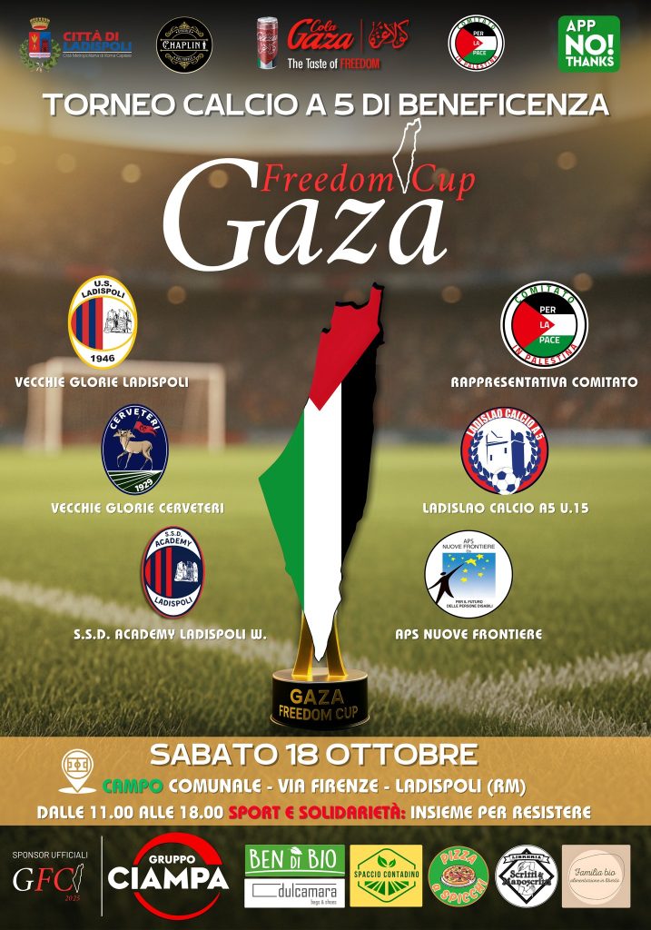 Ladispoli, il 18 ottobre in campo per la Gaza Freedom Cup 2025