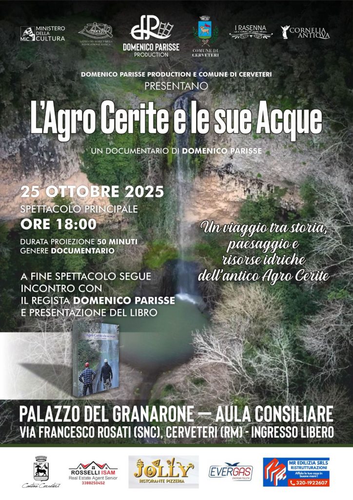 Cerveteri, domani presentazione del documentario “L’Agro Cerite e le sue Acque”. Uno spettacolare viaggio tra le acque e i siti archeologici del nostro territorio