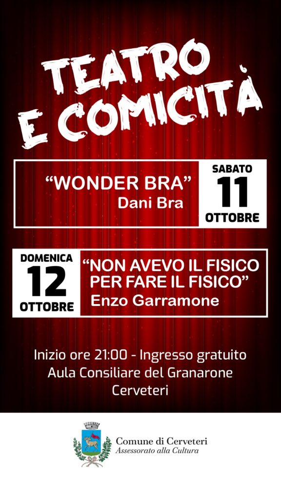 Comicità e cabaret: doppio spettacolo ad ingresso gratuito nel weekend al Granarone a Cerveteri
