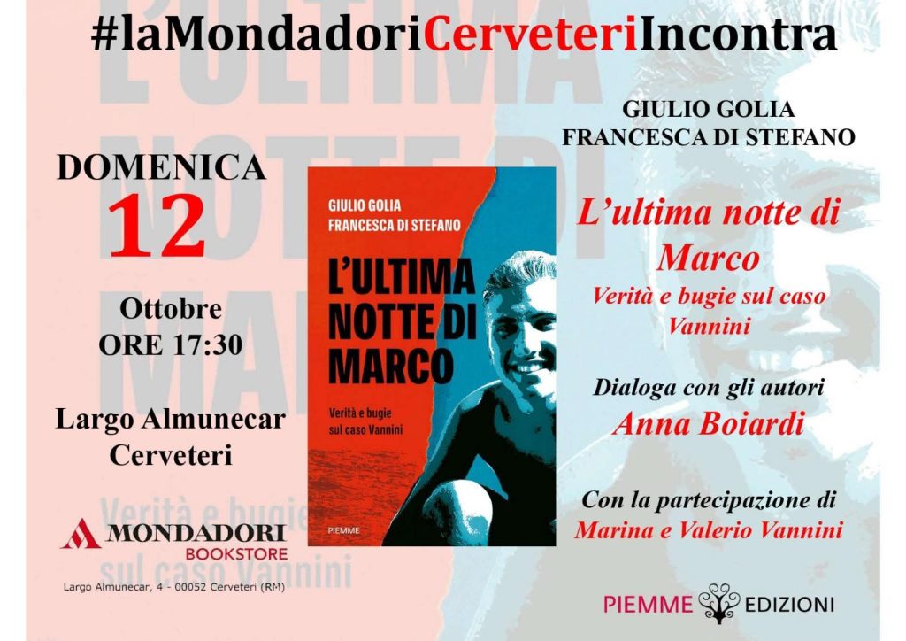 “L’ultima notte di Marco”: da Mondadori a Cerveteri il libro Giulio Golia e Francesca di Stefano, verità e bugie sul caso Vannini