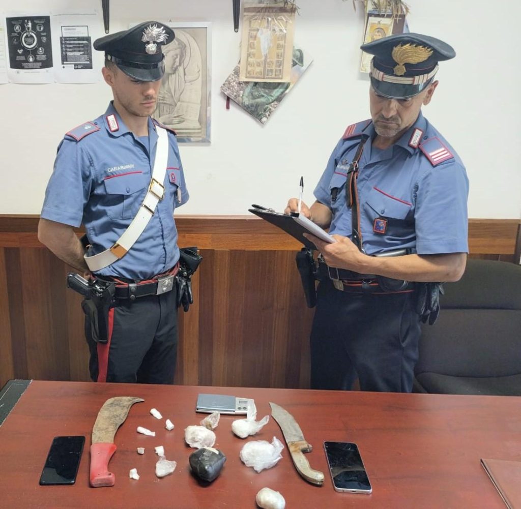 Tolfa, droga e armi nascosti nel bosco. Carabinieri sequestrano machete, cocaina e hashish