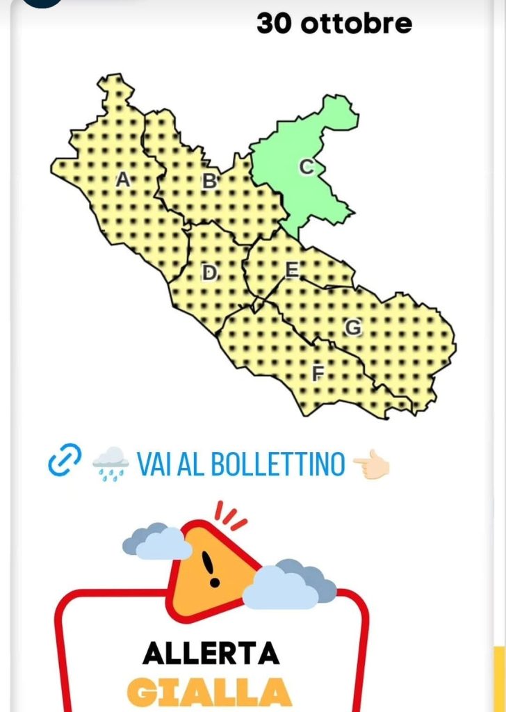 Maltempo in arrivo nel Lazio: la Protezione Civile emette un’allerta per rischio idrogeologico e idraulico
