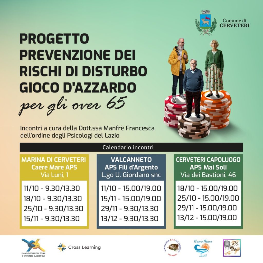 Stop al gioco d'azzardo: nei Centri Anziani di Cerveteri incontri di sensibilizzazione e informazione