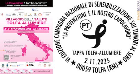 Tolfa, distribuito uno speciale annullo filatelico per la VI Campagna nazionale di sensibilizzazione sui tumori al seno
