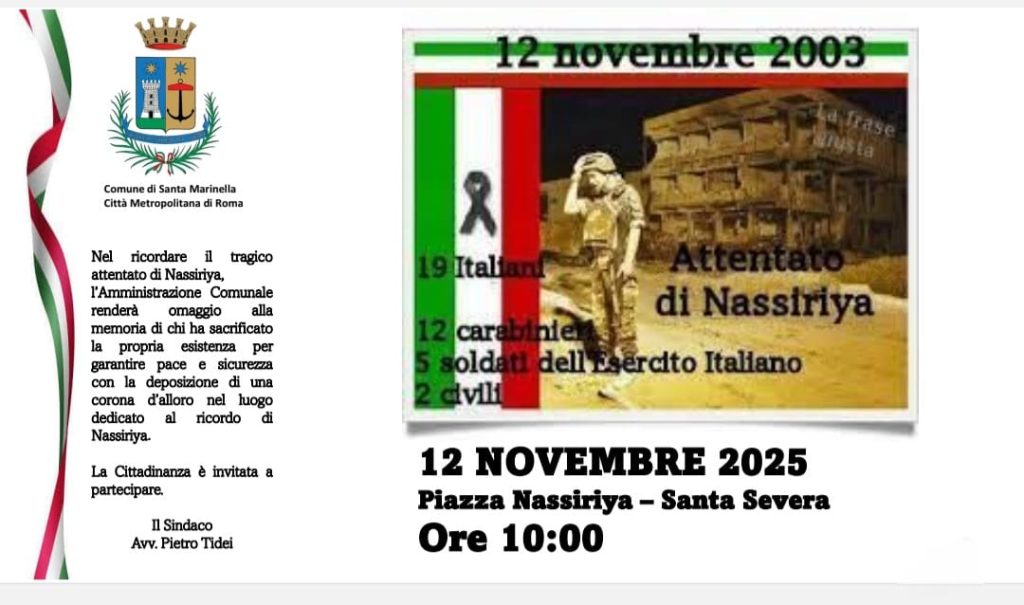 Santa Severa: il 12 novembre la città commemora i caduti di Nassiriya