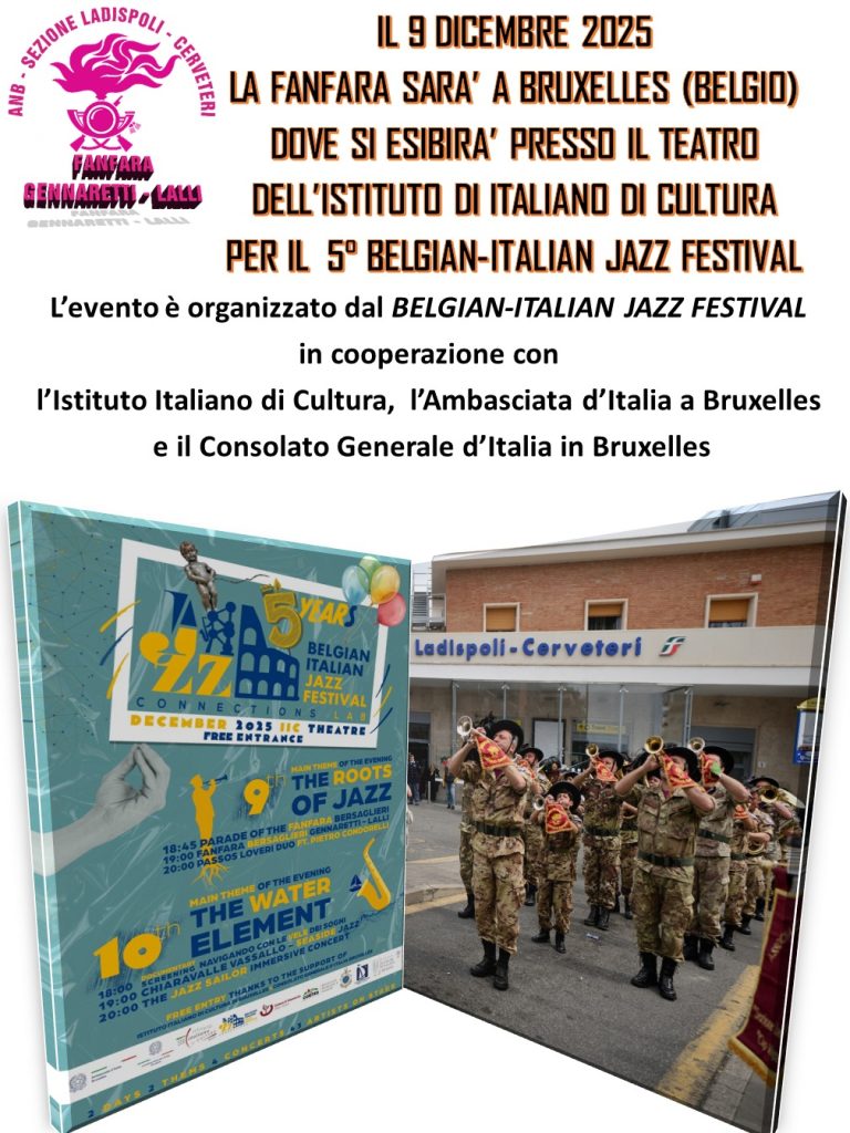La Fanfara dei Bersaglieri di Ladispoli protagonista al Belgian Italian Jazz Festival di Bruxelles