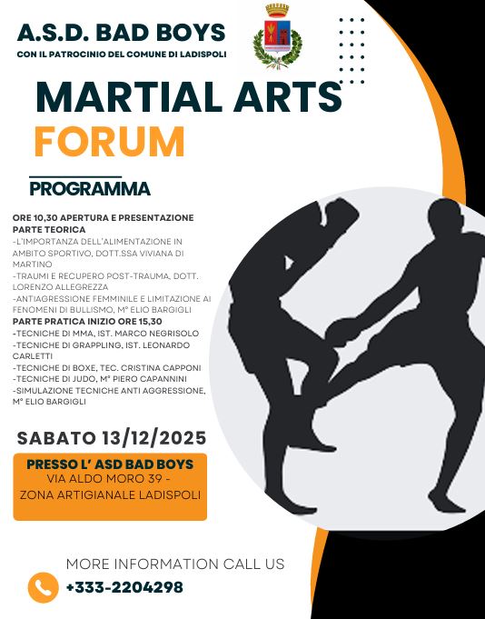 Ladispoli, sabato 13 dicembre l’evento Martial Arts Forum