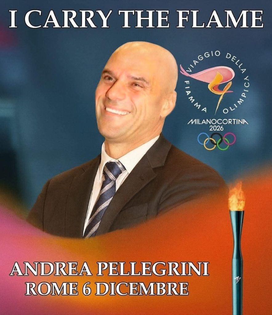 Andrea Pellegrini tedoforo delle Olimpiadi Invernali di Milano Cortina