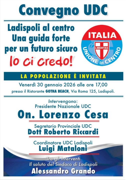 Ladispoli, il 30 gennaio si svolgerà un evento UDC: nasce la nuova sezione cittadina
