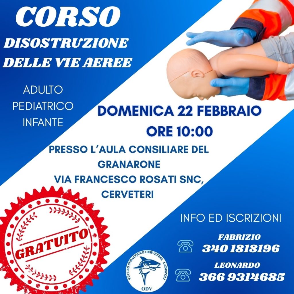 Manovre salvavita per tutti: a Cerveteri il corso gratuito di disostruzione delle vie aeree