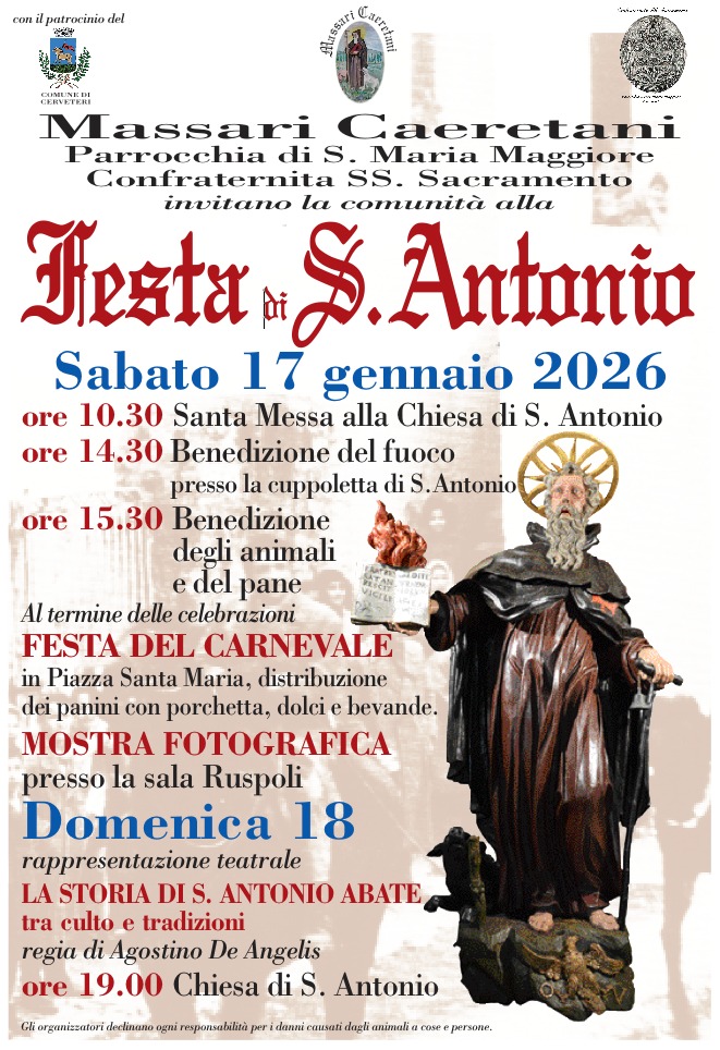 Grande festa a Cerveteri per Sant’Antonio Abate, tra tradizione, fotografie e teatro