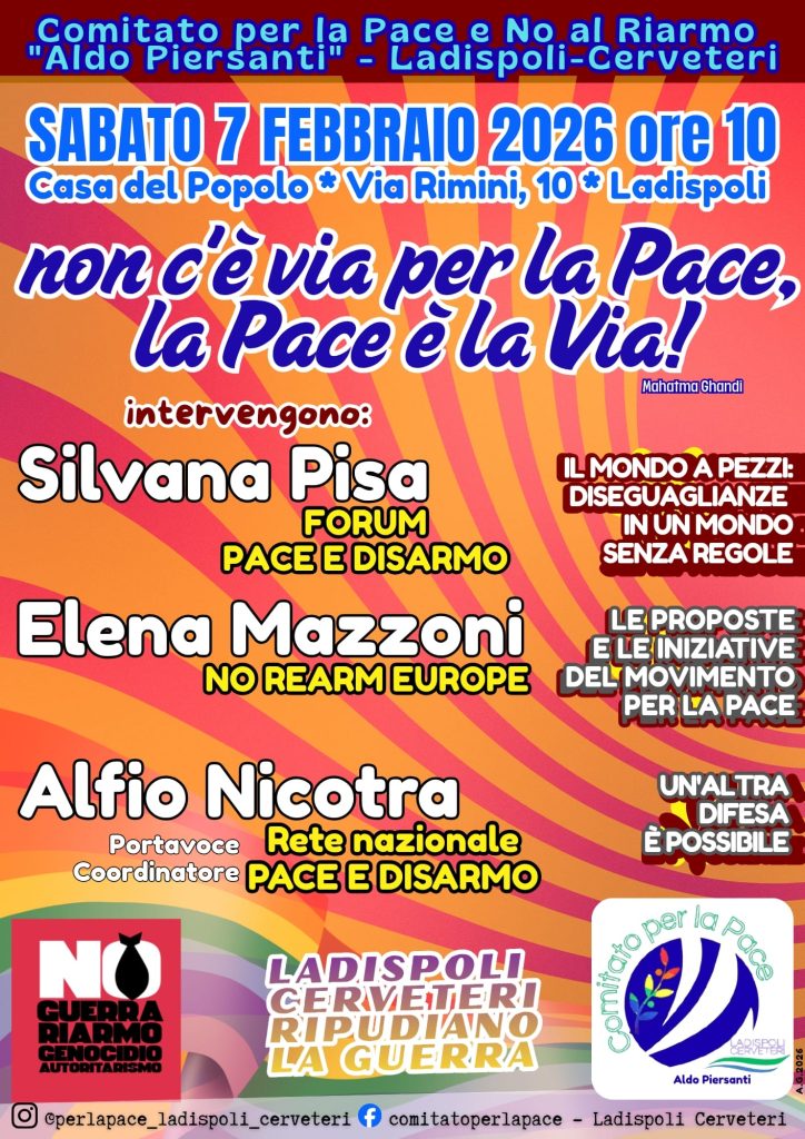 Il Comitato per la pace e il disarmo “Aldo Piersanti” torna in campo il 7 febbraio con un incontro pubblico