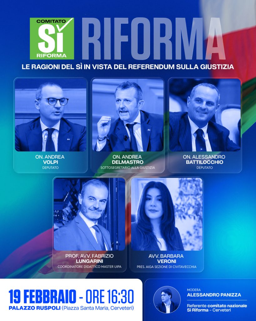 Cerveteri, "Sì riforma": un incontro pubblico sulle ragioni del Sì in vista del Referendum sulla giustizia