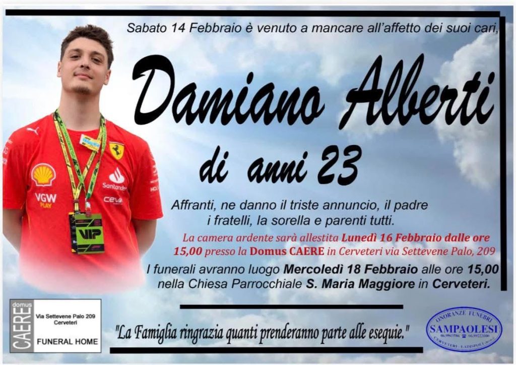 Cerveteri, ancora un grave lutto. Addio a Damiano Alberti, aveva 23anni