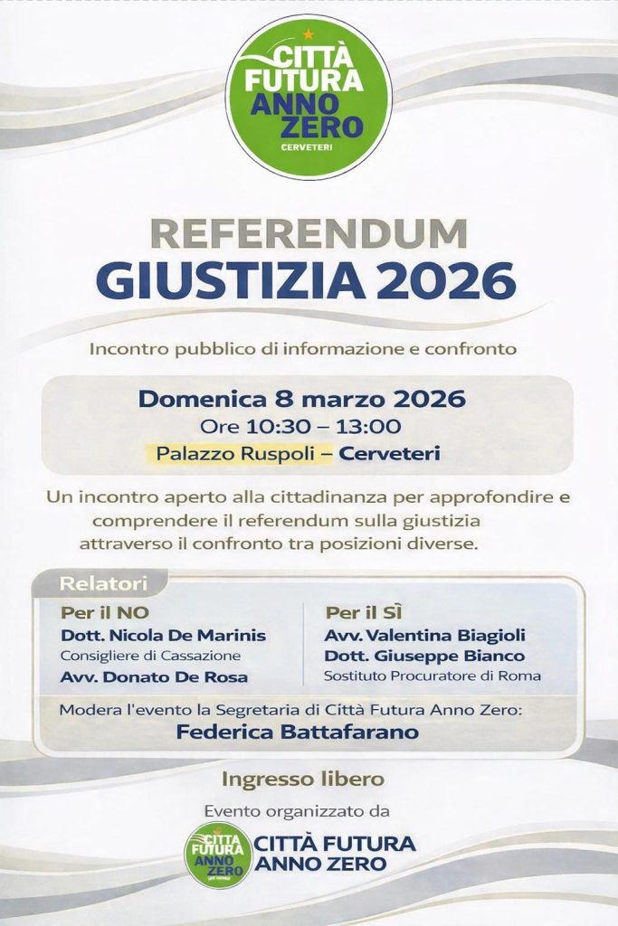 Referendum Giustizia, Città Futura Anno Zero promuove un incontro pubblico per informare e coinvolgere la cittadinanza