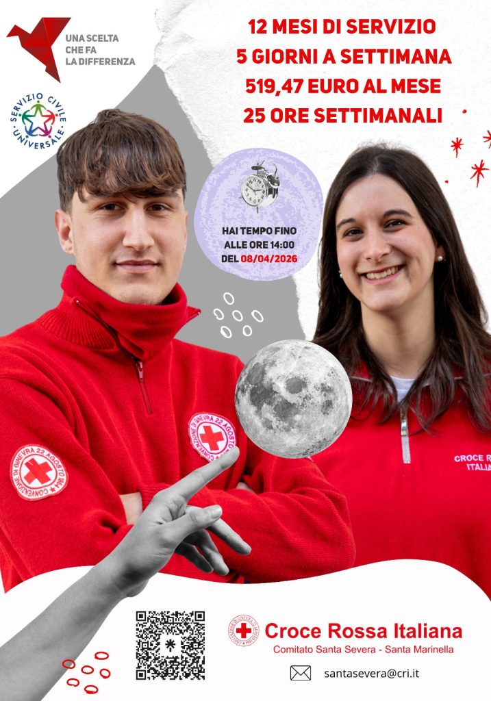 l bando si rivolge ai giovani tra i 18 e i 28 anni e offre la possibilità di svolgere un anno di servizio all’interno della Croce Rossa Italiana