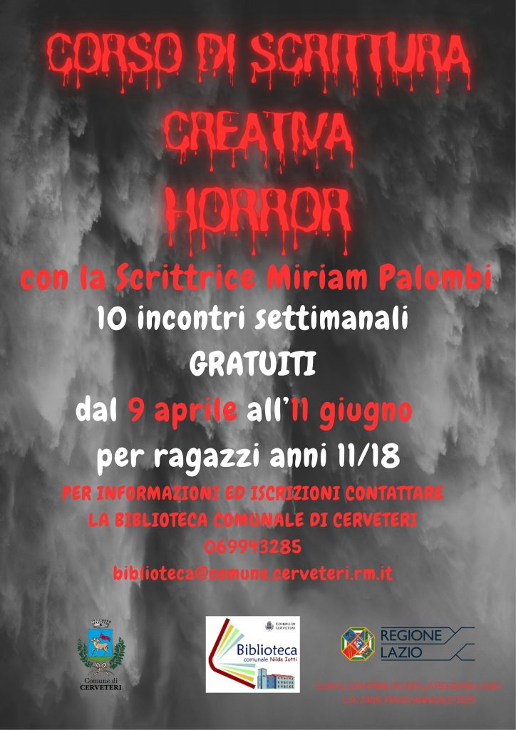 Cerveteri, alla Biblioteca comunale un corso gratuito di scrittura creativa horror per ragazzi