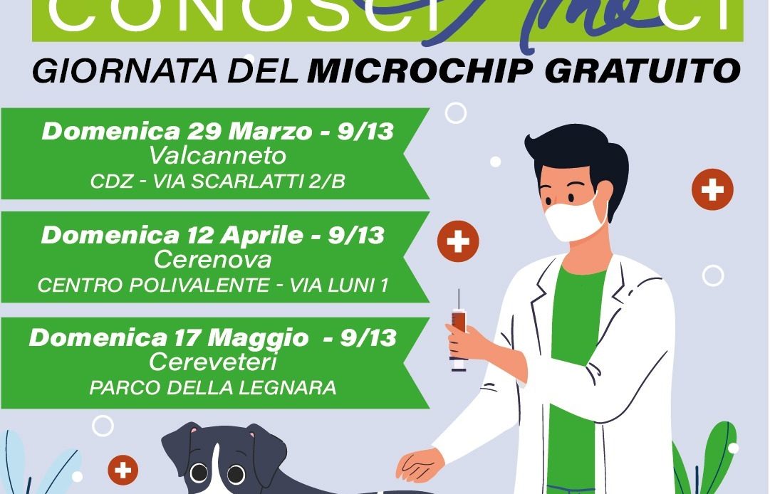 Microchip gratuito per i cani: tre giornate a Valcanneto, Cerenova e Cerveteri