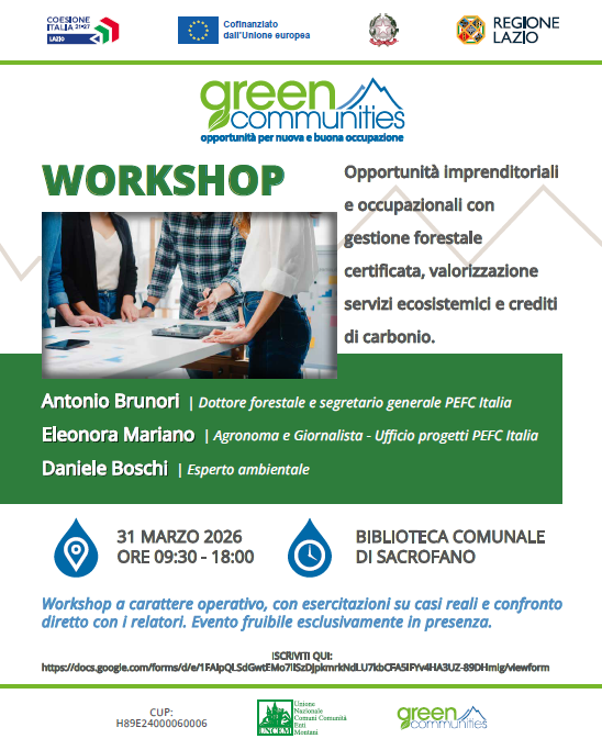 Dai boschi al lavoro: il 31 marzo a Sacrofano workshop sulle Green Community
