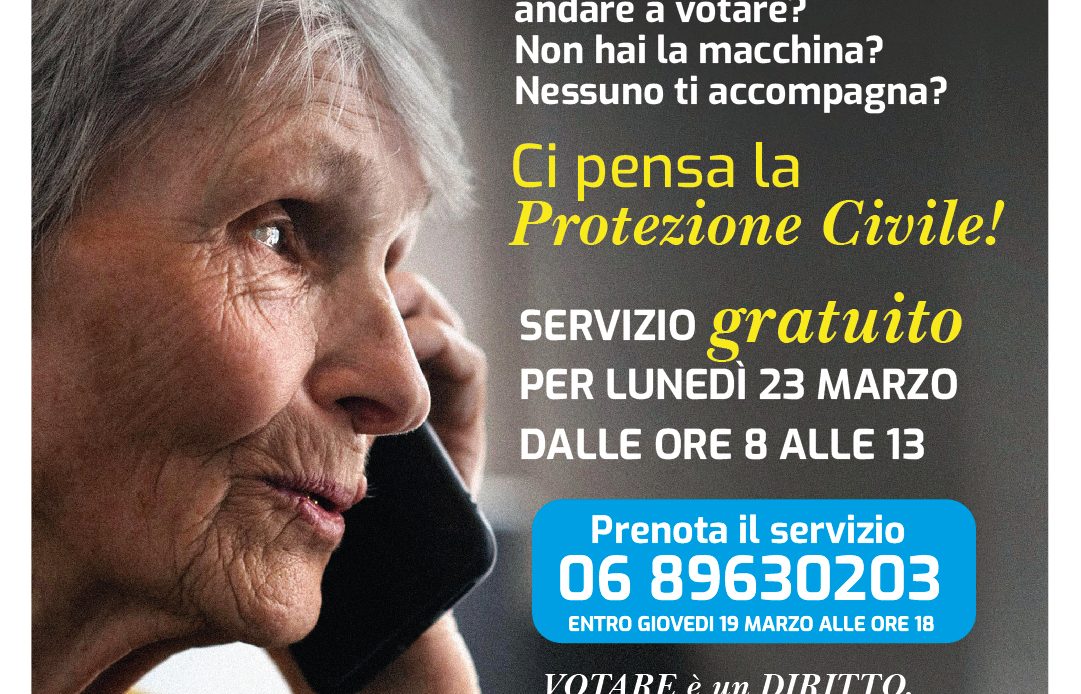 Referendum confermativo, servizio gratuito di accompagno al seggio della Protezione Civile comunale di Cerveteri