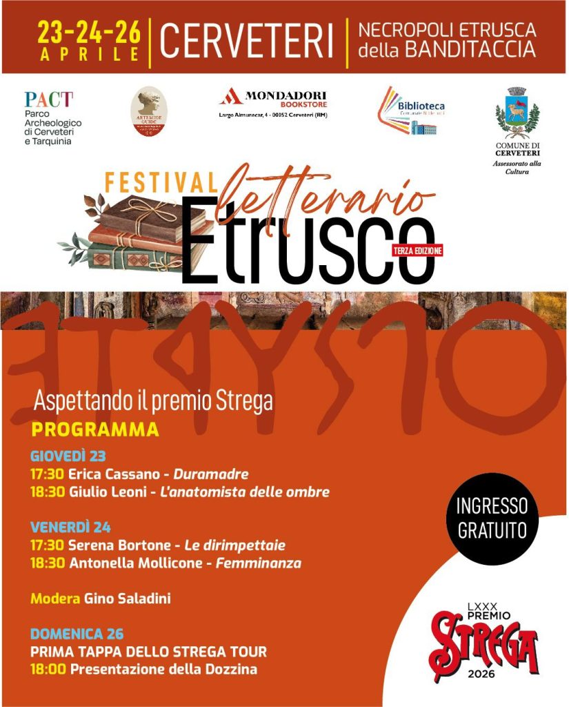 “Festival Letterario Etrusco” con Serena Bortone alla Necropoli di Cerveteri: il programma completo