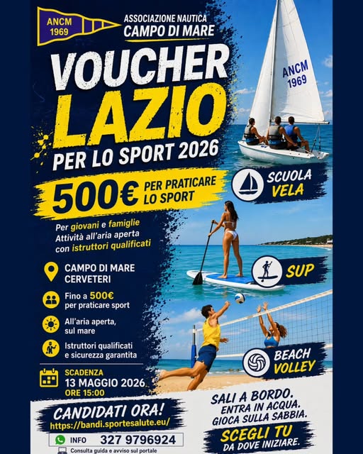 Associazione nautica Campo di Mare asd e Voucher dello Sport 2026 Regione Lazio e Sport e Salute
