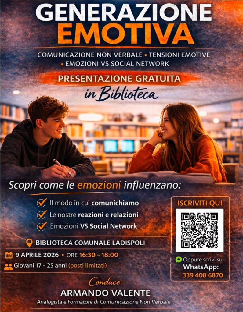 Ladispoli, giovedì 9 la presentazione del progetto "Generazione Emotiva"