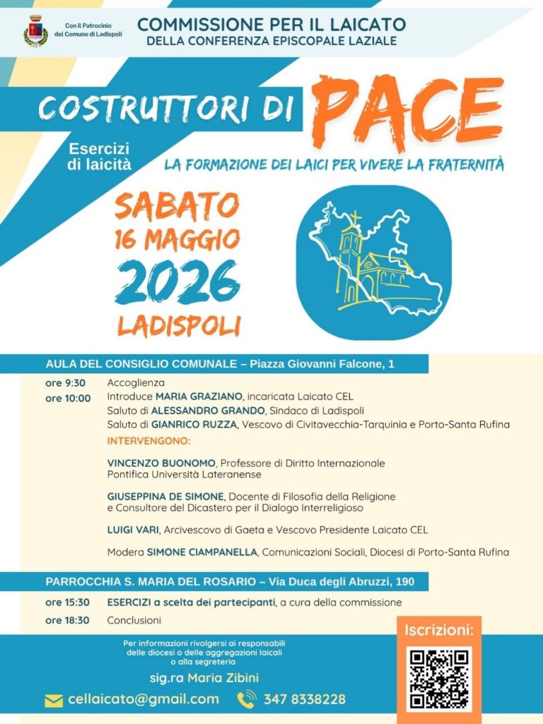 “Costruttori di Pace”, Ladispoli ospita il Convegno regionale delle Aggregazioni Laicali del Lazio