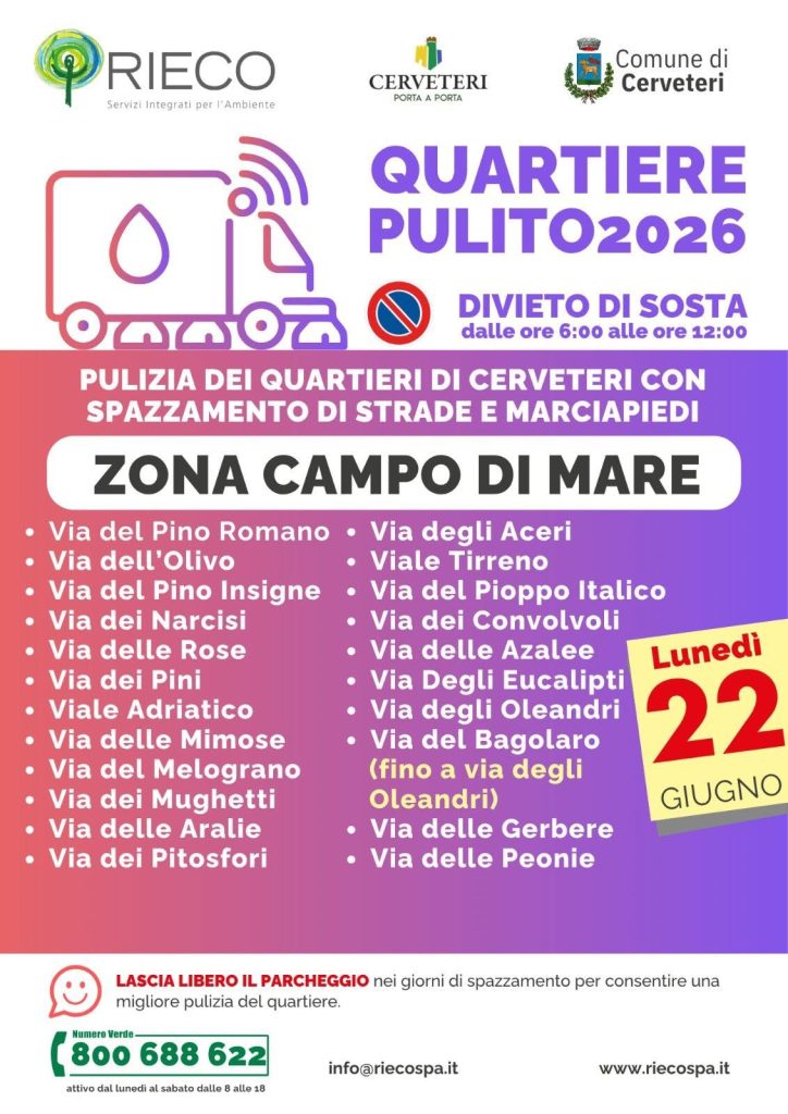 Cerveteri, “Quartieri Puliti” riparte da Campo di Mare e Cerenova. Otto giornate per strade, sfalci e decoro
