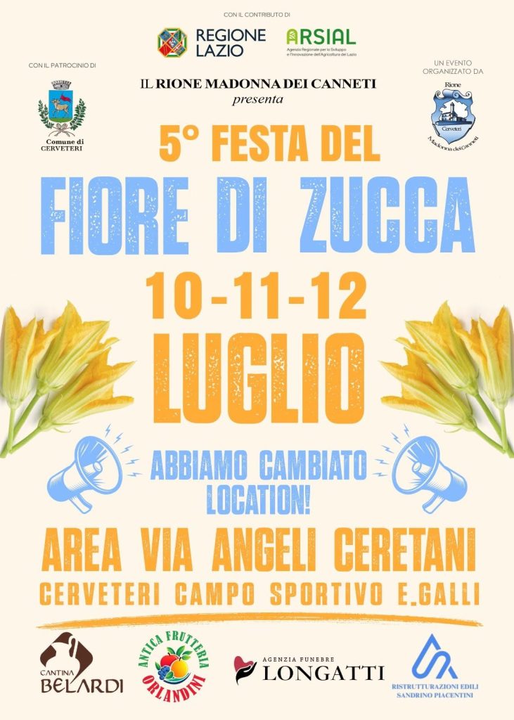 Cerveteri, per tre giorni il Rione Madonna dei Canneti celebra la Festa del Fiore di Zucca. Cambia la location