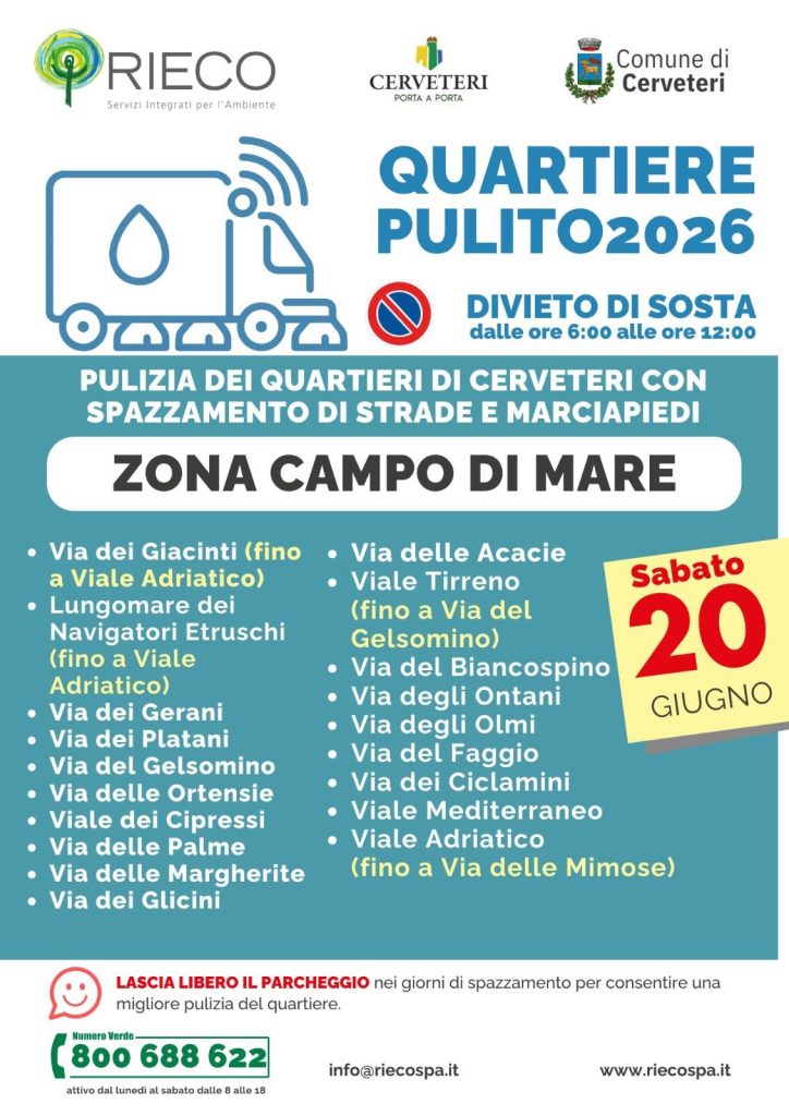 Cerveteri, “Quartieri Puliti” riparte da Campo di Mare e Cerenova. Otto giornate per strade, sfalci e decoro