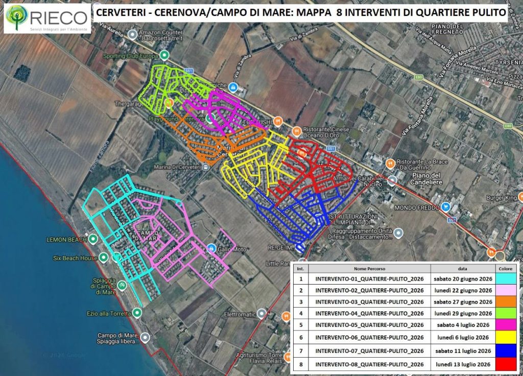 Cerveteri, “Quartieri Puliti” riparte da Campo di Mare e Cerenova. Otto giornate per strade, sfalci e decoro