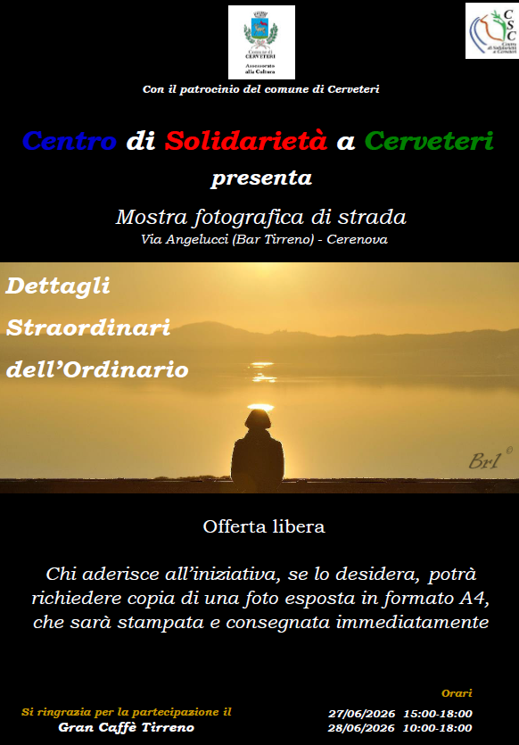 Cerenova, una mostra fotografica del “Centro di Solidarietà a Cerveteri” per aiutare 120 famiglie in difficoltà