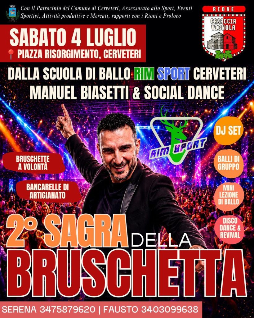 2ª Sagra della Bruschetta a Cerveteri. Due serate in Piazza Risorgimento con il Rione Casaccia Vignola