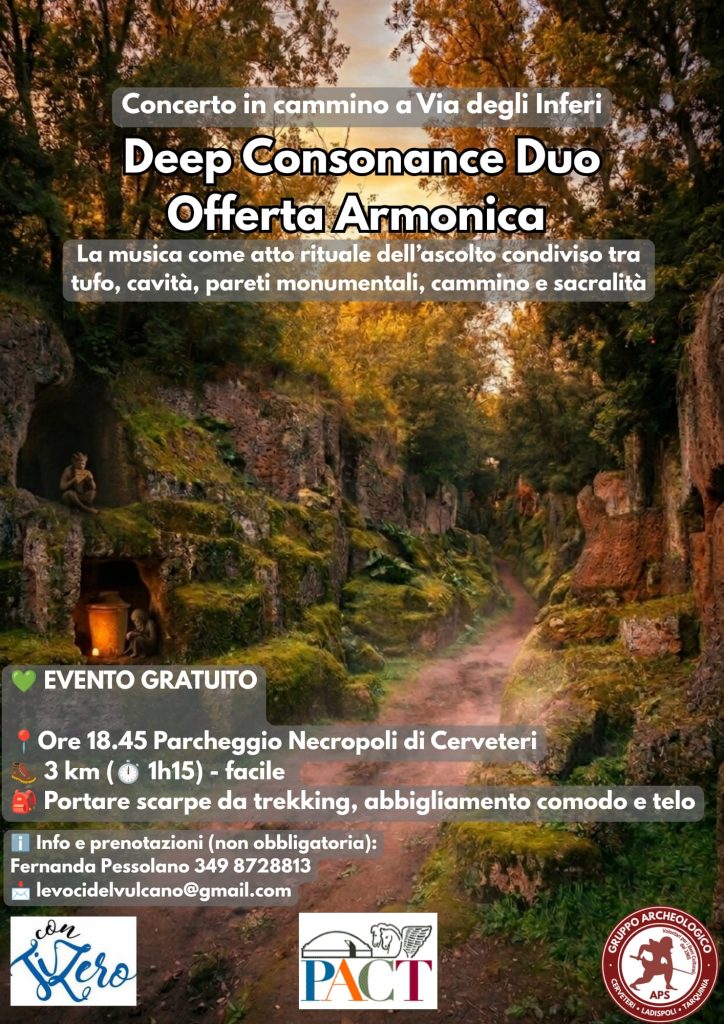 Sabato 27, su Via degli Inferi, andrà in scena la musica in cammino del “Deep Consonance Duo. Offerta armonica”