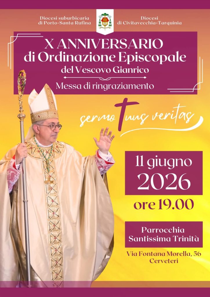 Cerveteri, stasera la messa di ringraziamento per il decimo anniversario dell’ordinazione episcopale del vescovo Gianrico Ruzza