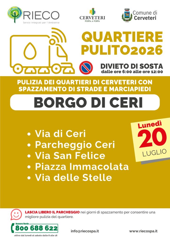 "Quartiere pulito 2026" al Sasso e a Borgo di Ceri
