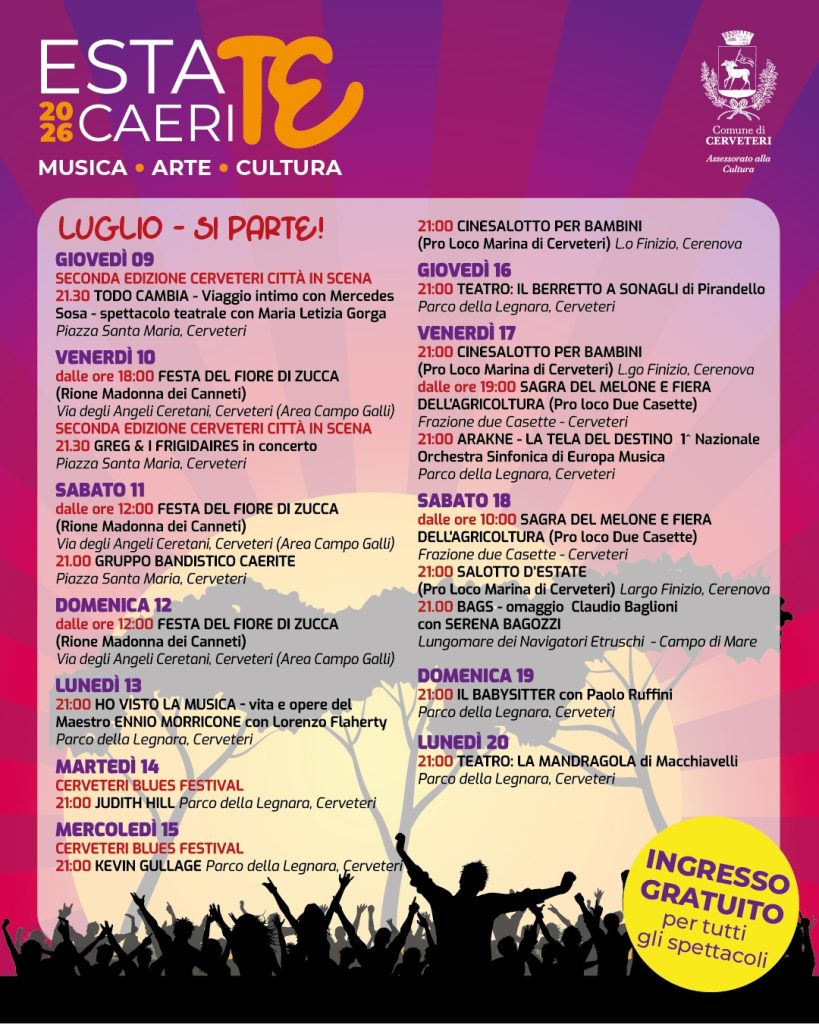 Estate Caerite: a Cerveteri Paolo Ruffini, Greg & I Frigidaires, teatro e la prima edizione del “Blues Festival”