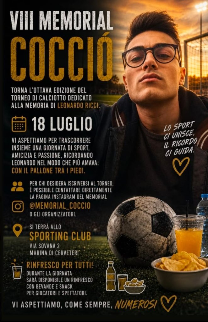 Marina di Cerveteri, torna il Memorial Cocciò. Il 18 luglio l’ottava edizione