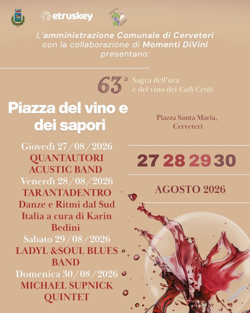Dalle Terre Etrusche alle Langhe, dalla Franciacorta a Matelica: a Cerveteri torna “piazza del vino e dei sapori”