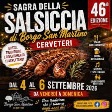 46ª Sagra della Salsiccia a Borgo San Martino: tre giorni di gusto, musica e tradizione dal 4 al 6 settembre 2026