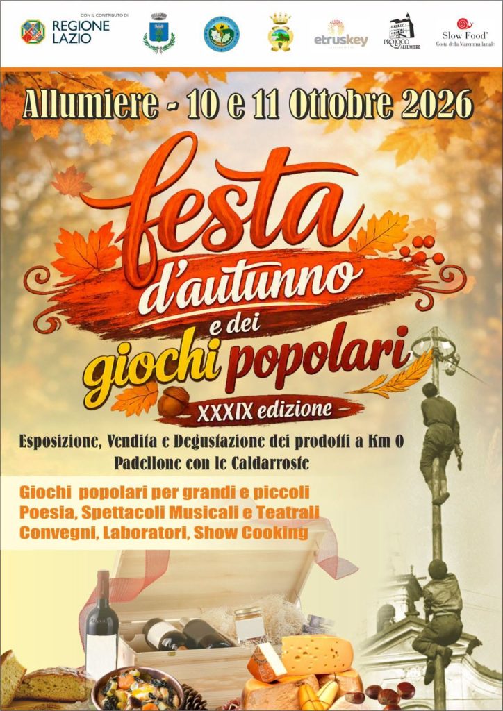Allumiere, torna la Festa d’Autunno: caldarroste e giochi popolari il 10 e l’11 ottobre
