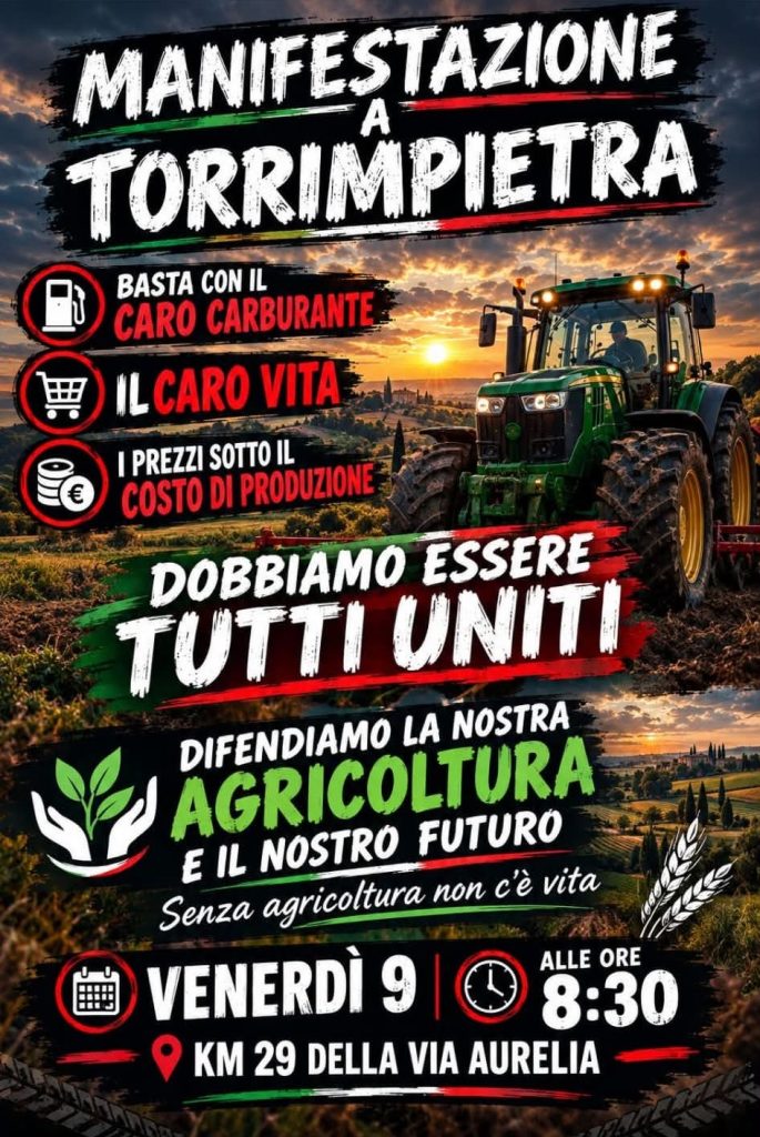 Torrimpietra, gli agricoltori in protesta: "Difendiamo la nostra terra e il nostro futuro"