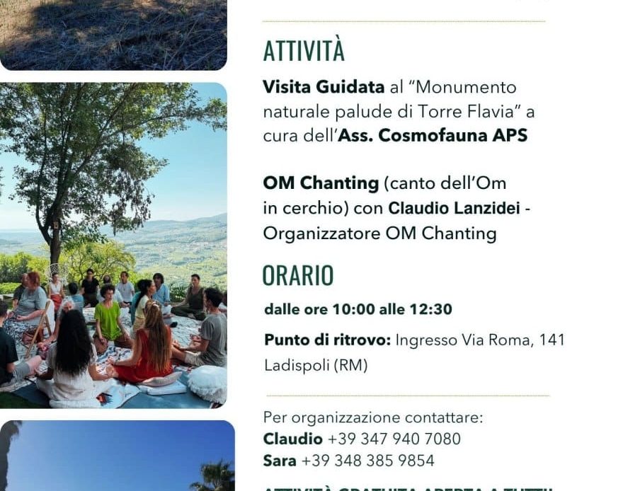 Natura e spiritualità a Ladispoli: domenica 8 novembre visita guidata ed esperienza di OM Chanting a Torre Flavia